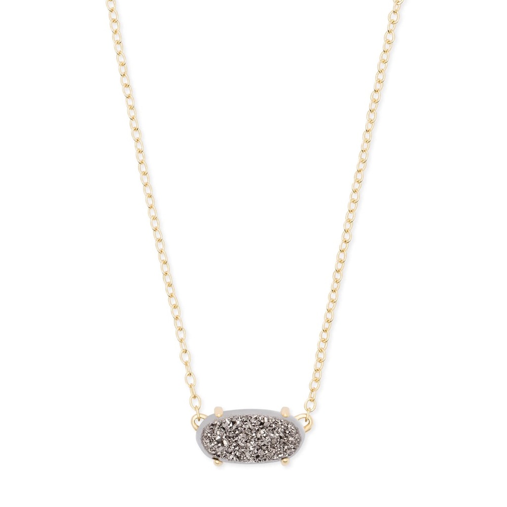 Kendra Scott - Ever Necklace. Gold chain, silver drusy stone